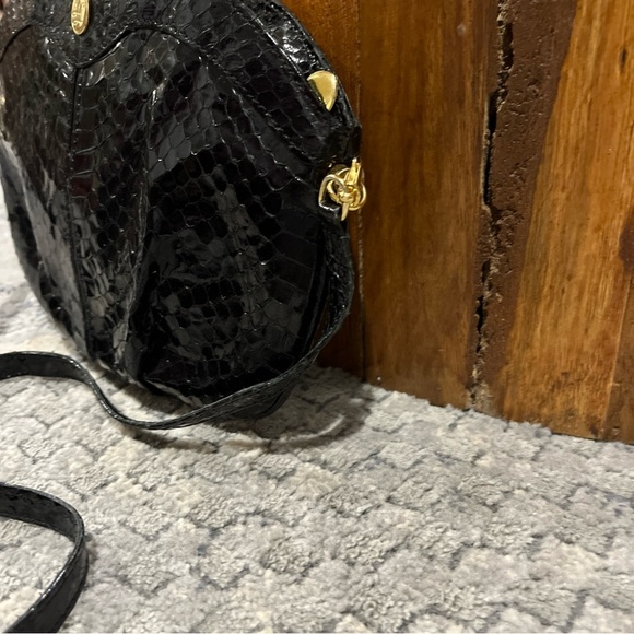 Vintage Lorenzi Black Genuine Snake Leather Crossbody handbag Purse - Picture 4 of 11